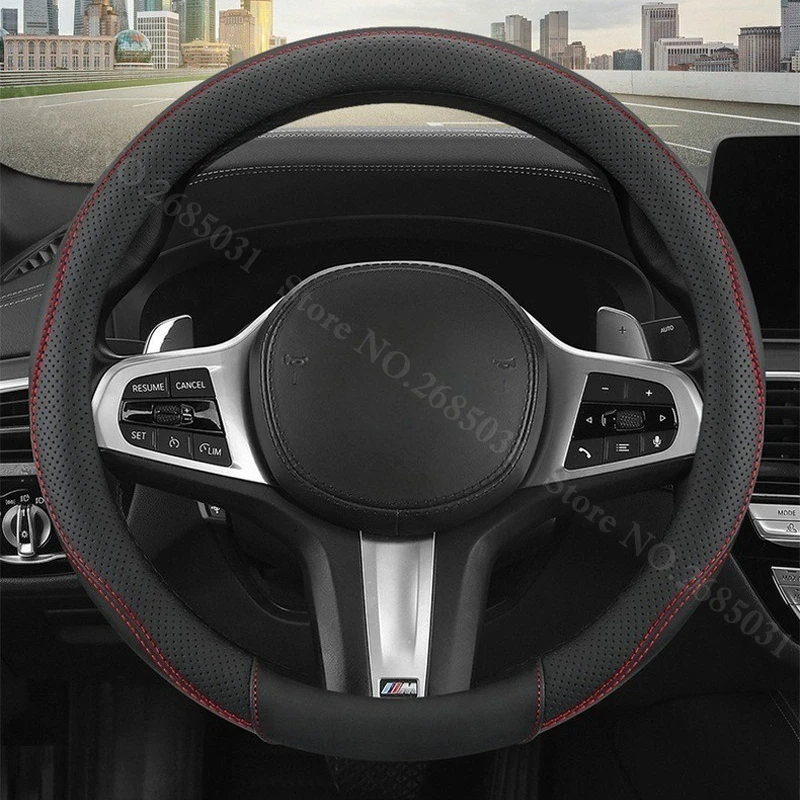 

Truck Lorry Van Big Bus Nappa Leather Steering Wheel Cover Wrap 40-50CM Size for SANY SCANIA IVECO ISUZU MAN Renault DAF Hino