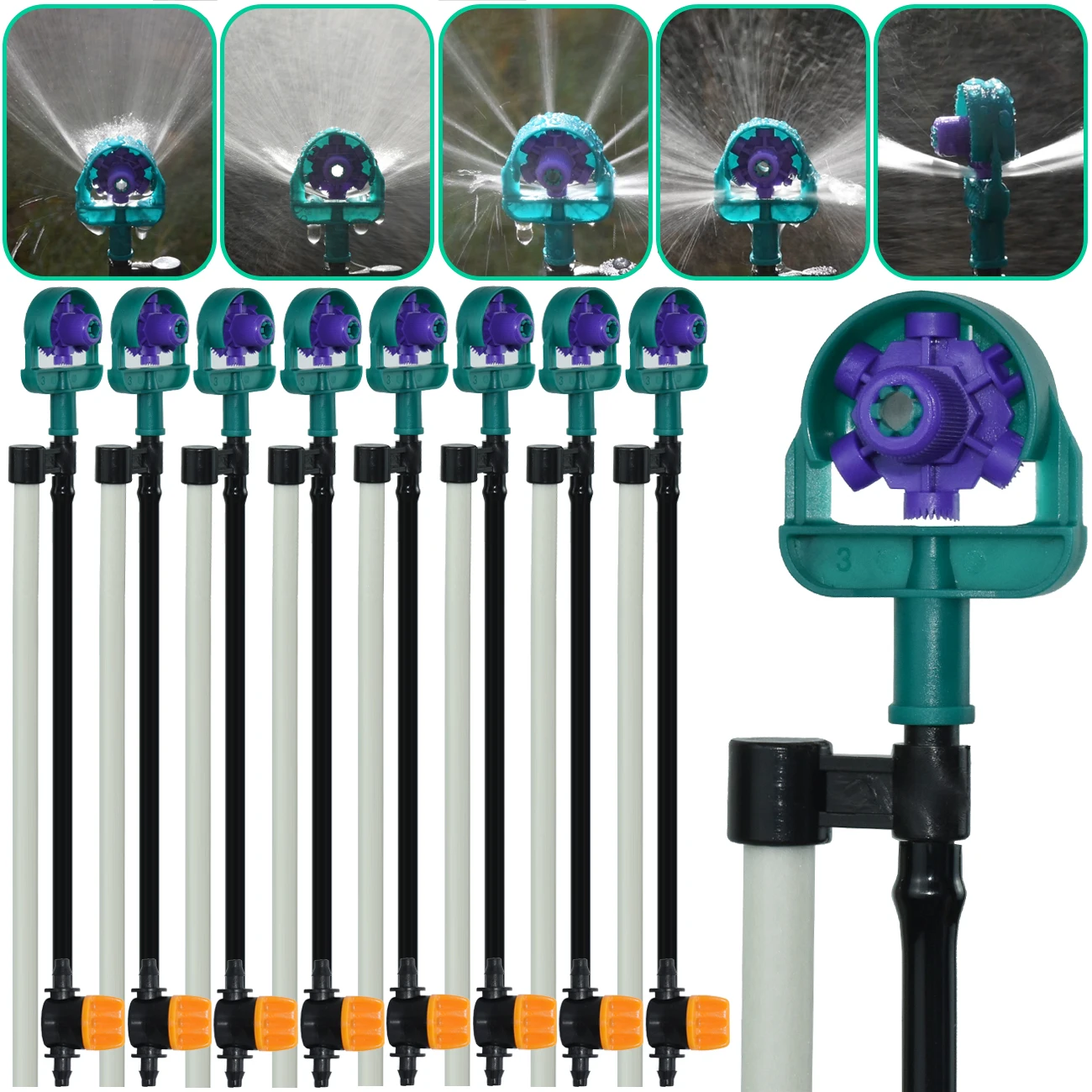 KESLA Drip Irrigation 1/4'' Hose Adjustable 6-Angles Sprinkler Sprayer on Stake for Garden Watering System Kit Bonsai Greenhouse