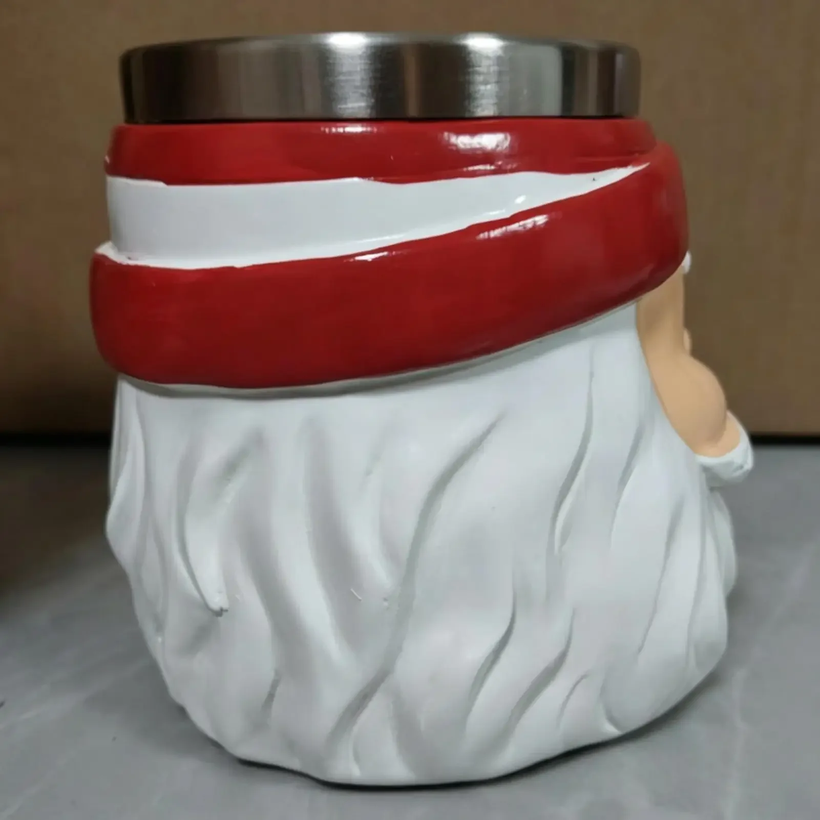 Novelty 3D Santa Head Mug Christmas Drink Cup Stainless Steel Inner Resin Outer Xmas Party Tableware Holiday Gift For Men Women