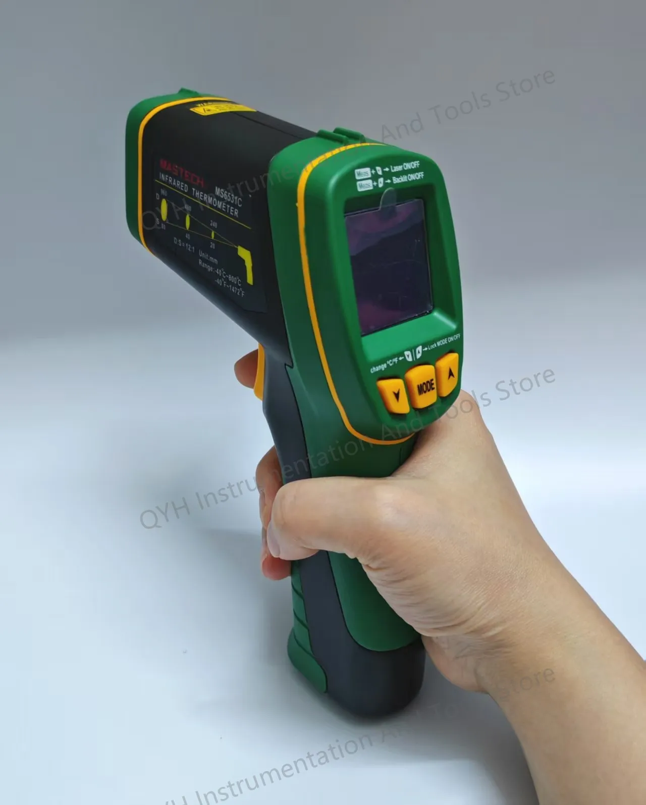 MASTECH MS6531C Termometer Inframerah LCD Warna Non-kontak dan Uji Suhu Tipe K Tampilan Lampu Latar Penahan & Pencatatan Data