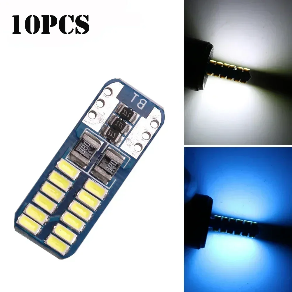 

20 шт. T10 W5W 3014 LED 24 SMD 24SMD CANBUS Безоблок 194 168 3014 Автомобильная боковая клиновая лампа индикатора T10 Белая внутренняя лампа