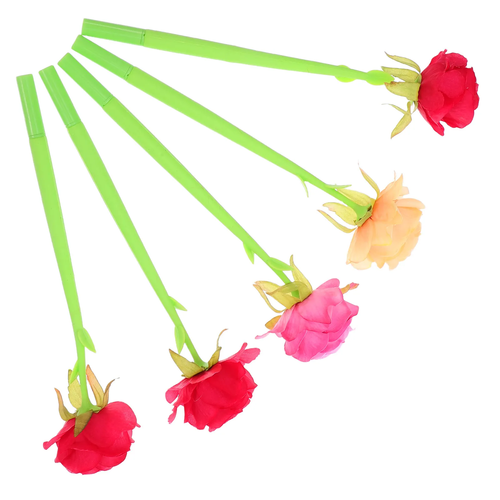 

5Pcs Floral Shaped Ballpoint Pens Silicone Material Writing Pens Smooth Ink for Students Office Home Stationery