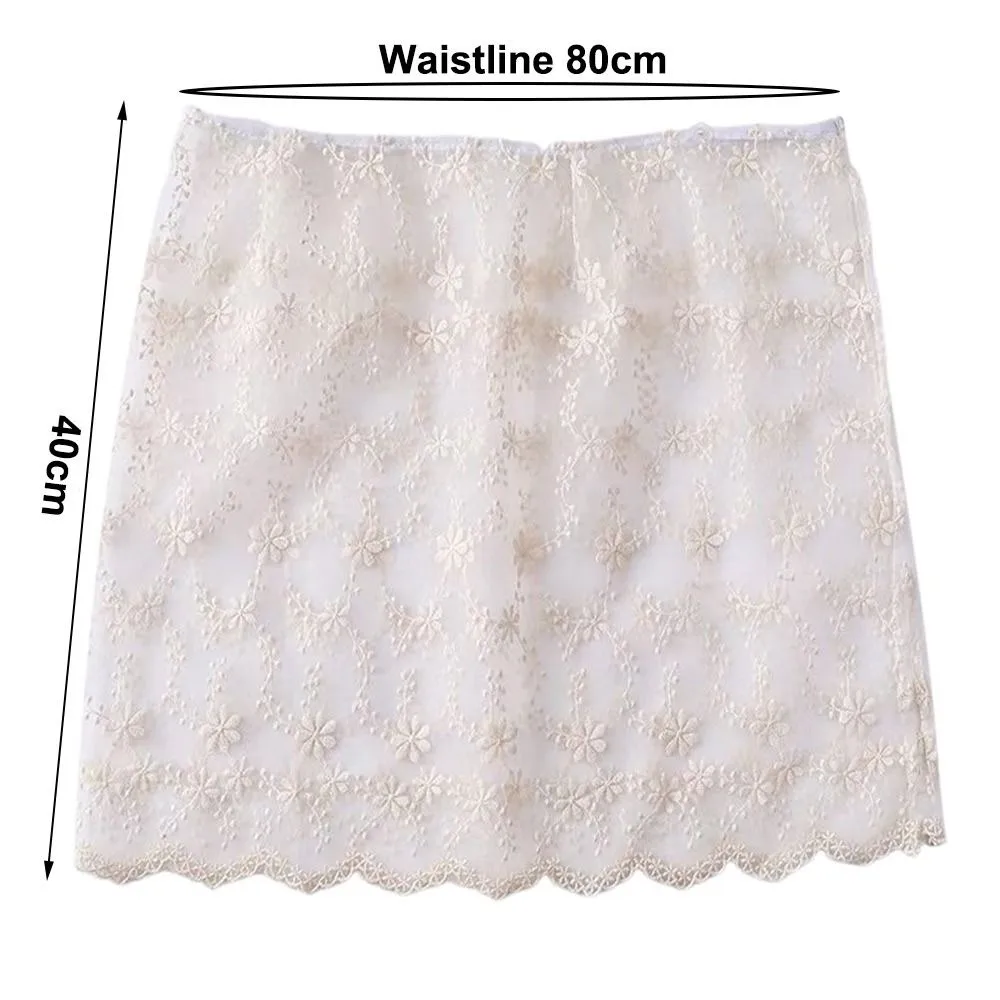 

Модная мини-юбка с вышивкой и кружевом в стиле Y2K, уличная повседневная юбка с вырезами, декорированная джинсовой тканью в стиле Харадзюку