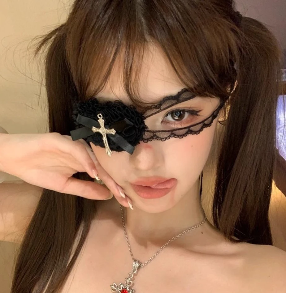 Halloween Eye Mask Minimalist Womens Gothic Eye Mask Halloween Cross Eye Mask For Theme Parties Costume Balls Cosplay