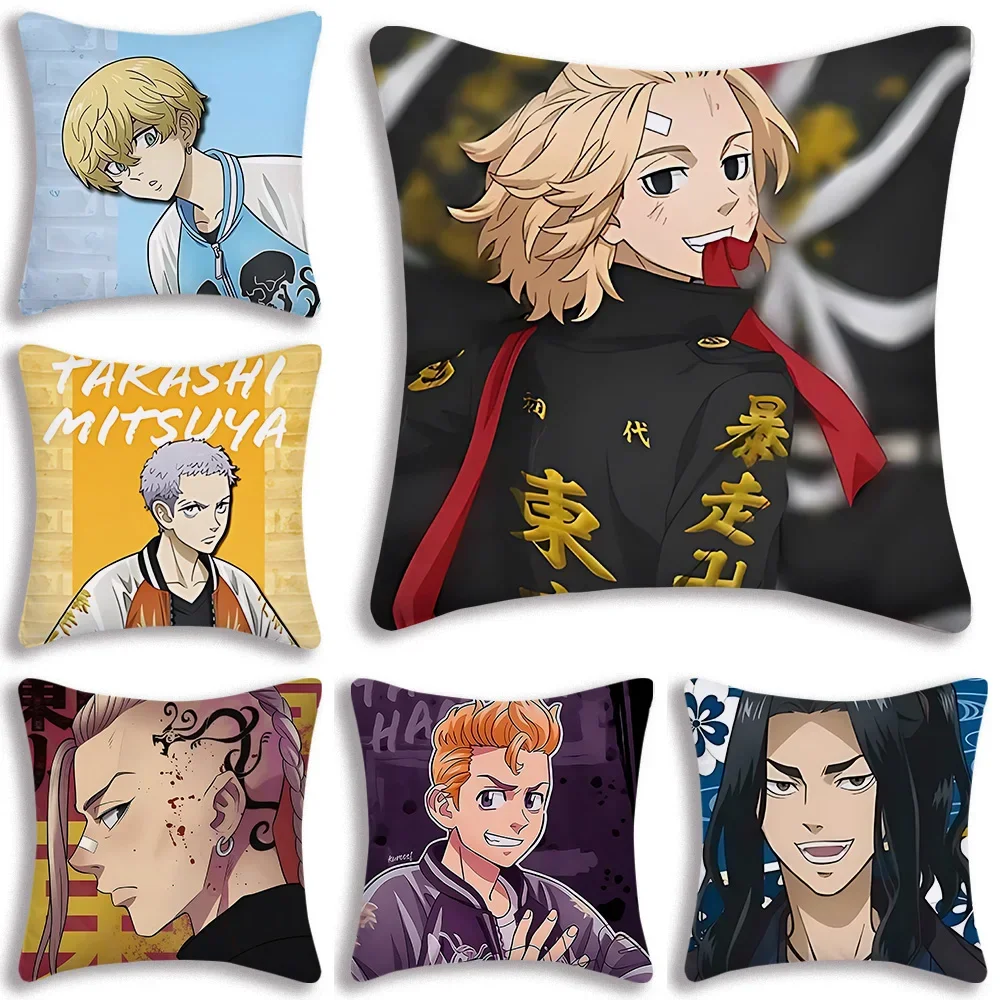 Anime Tokyo Revenger Pillow Covers Cartoon Sofa Decorative Home Double-sided Printing Short Plush Cute Cushion Cover