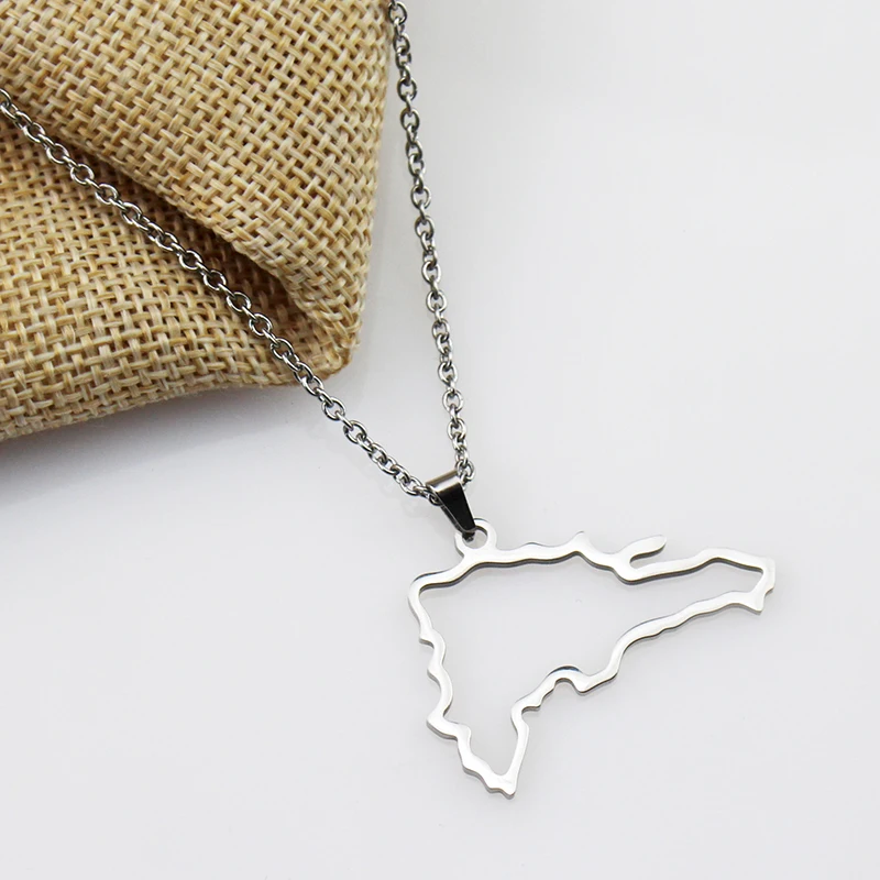 Alloy Trend Enamel The Dominican Republic Map Pendant Necklace Chain Charm Jewelry