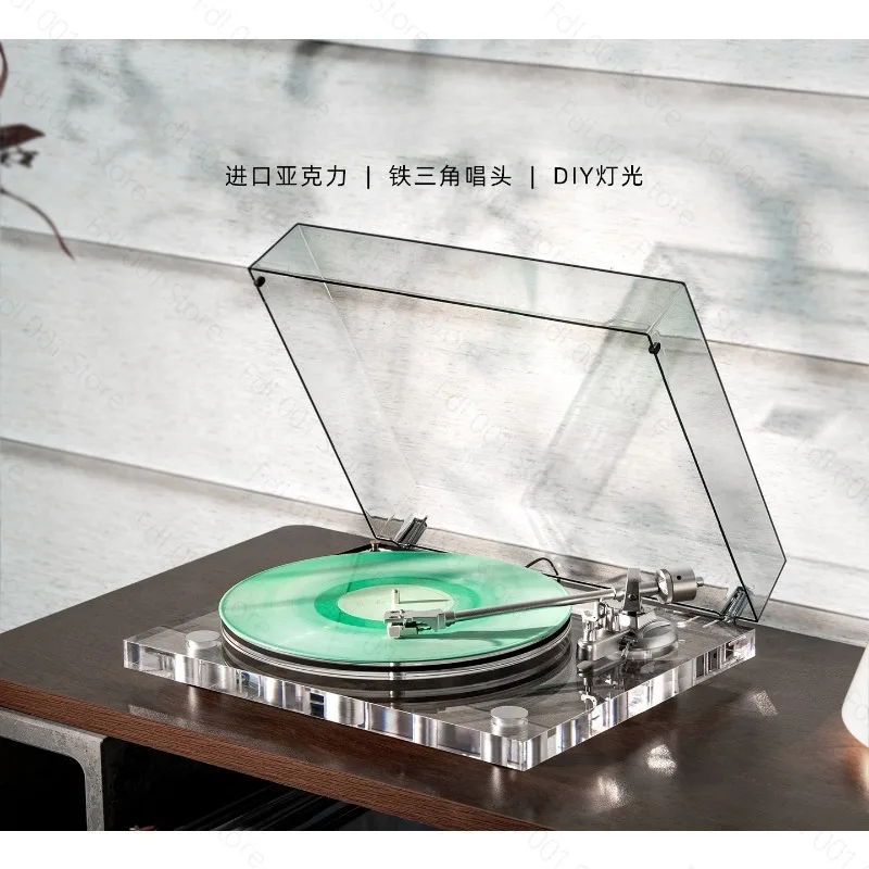 New Model Adjustable Tonearm with BT/RCA/Optic Access Clear Acrylic Body on Moving Magnetic Cartridge Record Player
