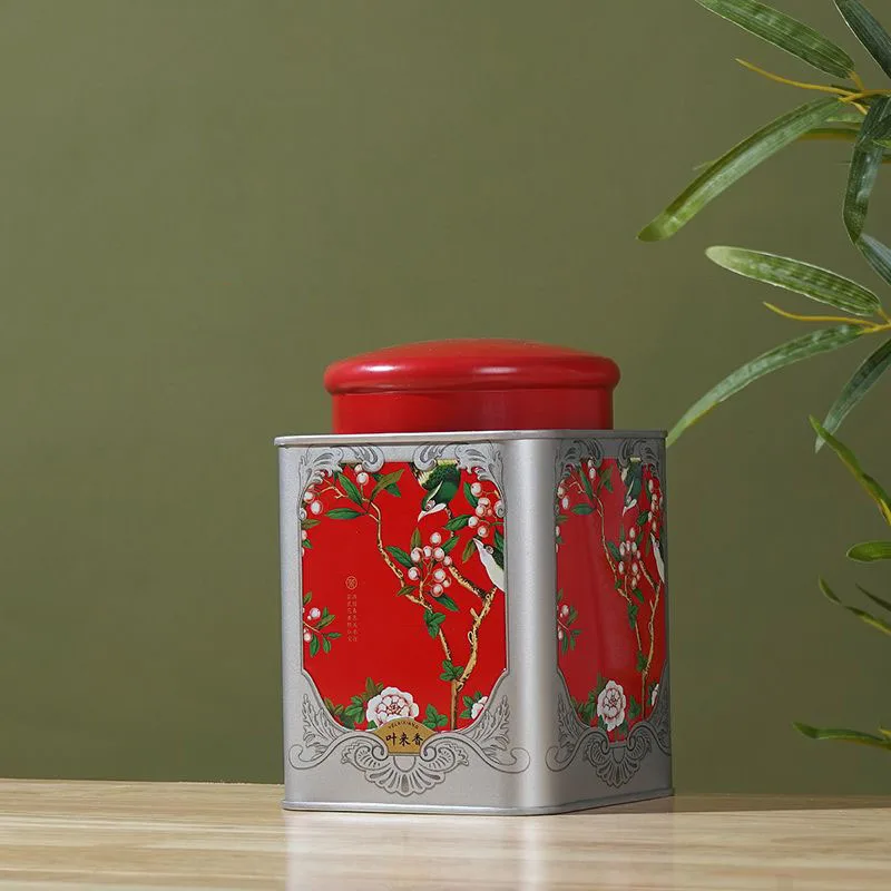 New Large-capacity Metal Tea Storage Cans Creative Printing Pattern Round Shape Tea Sealed Caddy Retro Style Tea Packaging Boxes