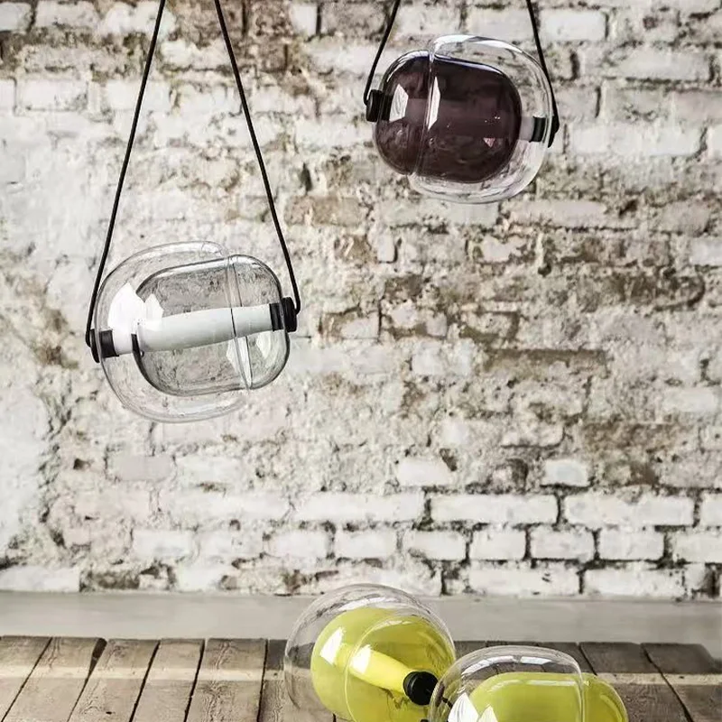

Nordic Minimalist Capsule Glass Pendant Lamp Black Metal Dimmable Ceilings Lustre for Living Room Bar