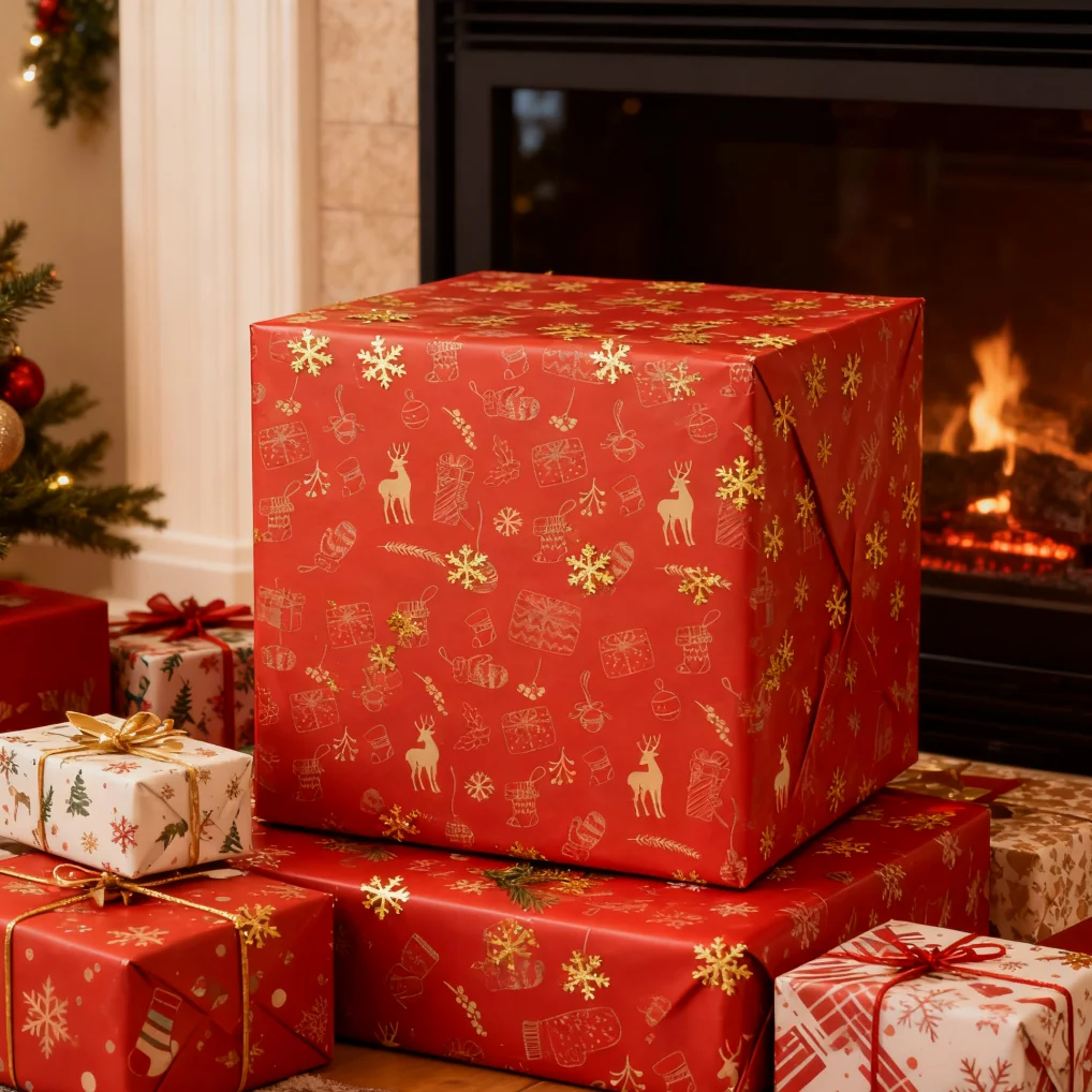 50*74cm Christmas Gift Wrapping Paper Elk Christmas Tree Snowflake Pattern Bouquet Packing Xmas 2026 New Year Party Decor Paper