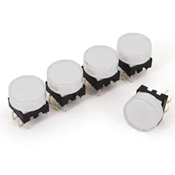 5Pcs TS27 Round 15mm 6Pin with LED Momentary SPST PCB Push Button Click Tact Switch for Video Processor