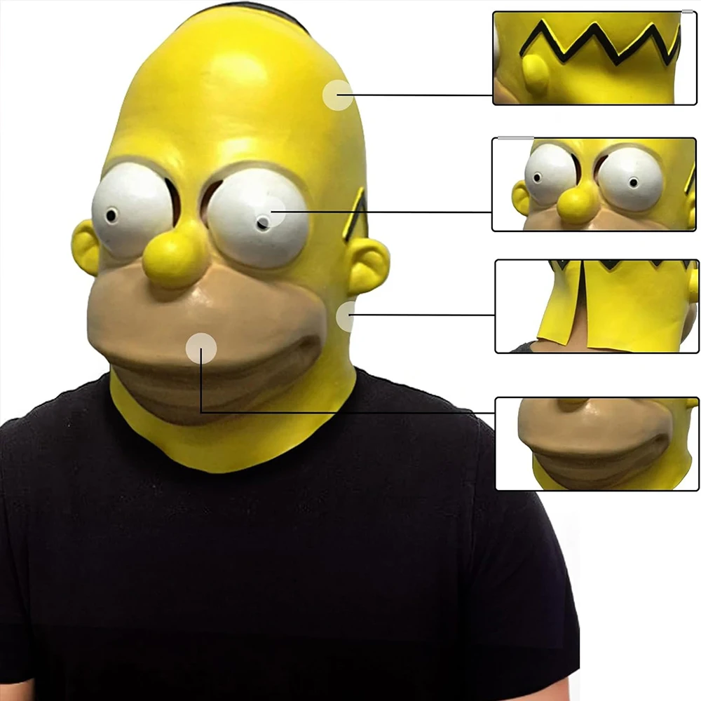 Anime los Simpsons máscara Homer Jay Simpson dibujos animados creativo Cosplay casco de látex Bart Simpson disfraz de fiesta de Halloween accesorios regalo