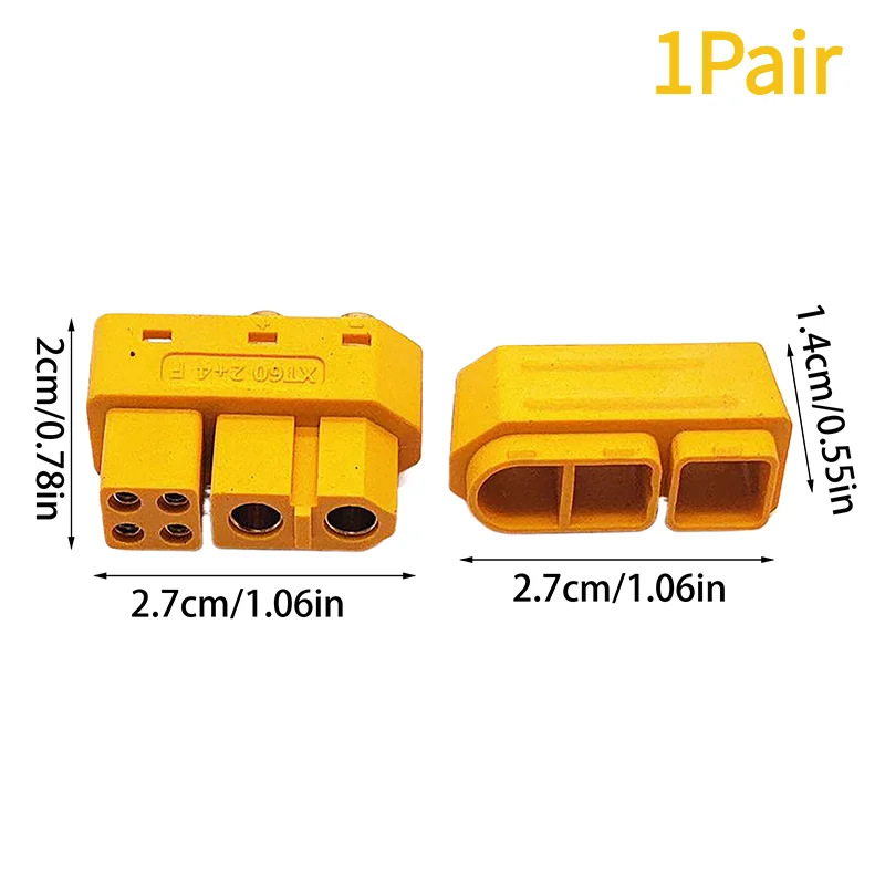 1Pair XT60 (2+4) Male Female Plug Connector With Signal Pin And Sheath Solder Wire Model Accessories.
