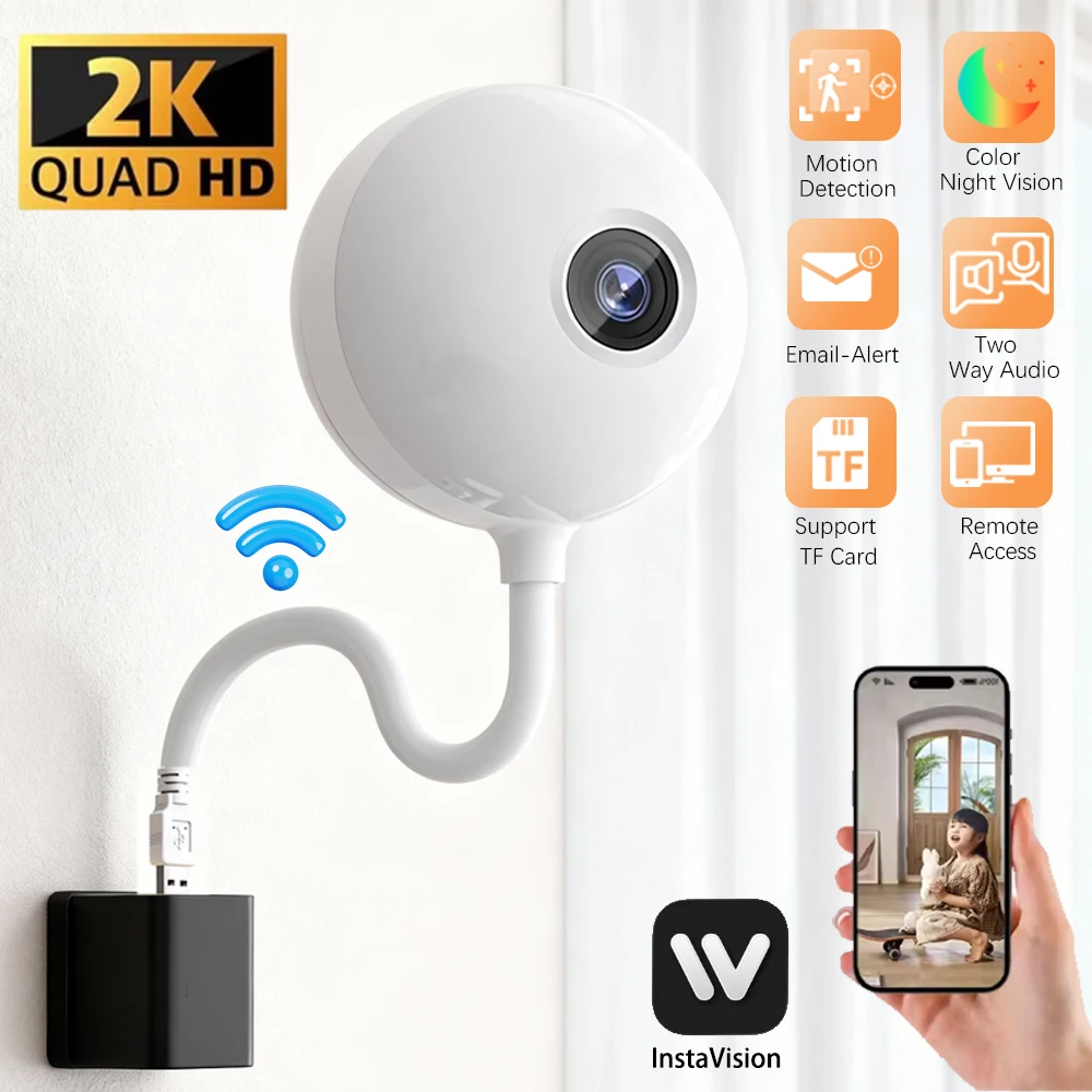 

2K 5 МП ﻿ USB-лампочка с мини-камерой Wi-Fi, внутренняя камера видеонаблюдения для мониторинга детей, с автоматическим отслеживанием, беспроводная IP-камера наблюдения