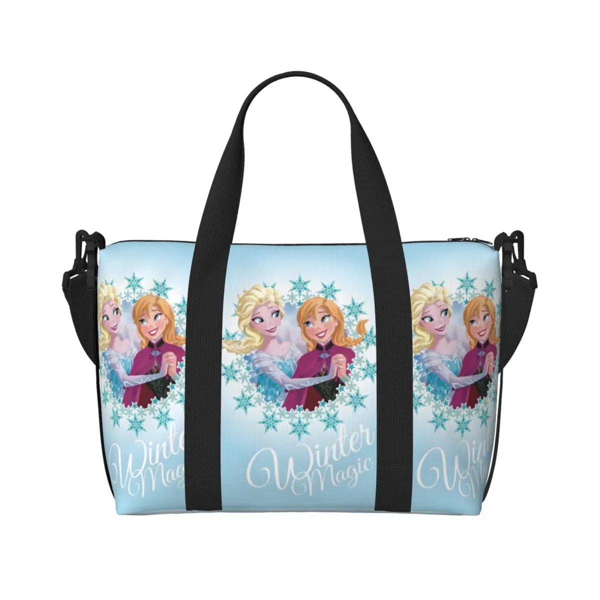 

Custom Frozen Anime Tote Bag Women Large Capacity Cartoon Movie Kawaii Princess Beach Gym Shoulder Travel Bag