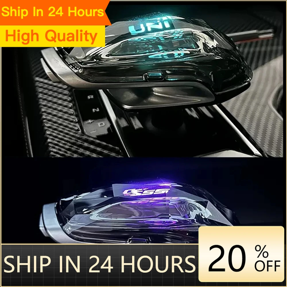 NEW 2022-2024 For Changan CS55 Plus 2 gen UNIK UNI-K Accessories LED Crystal Car Gear Shift Handle Knob Frame Decor Cover Trim