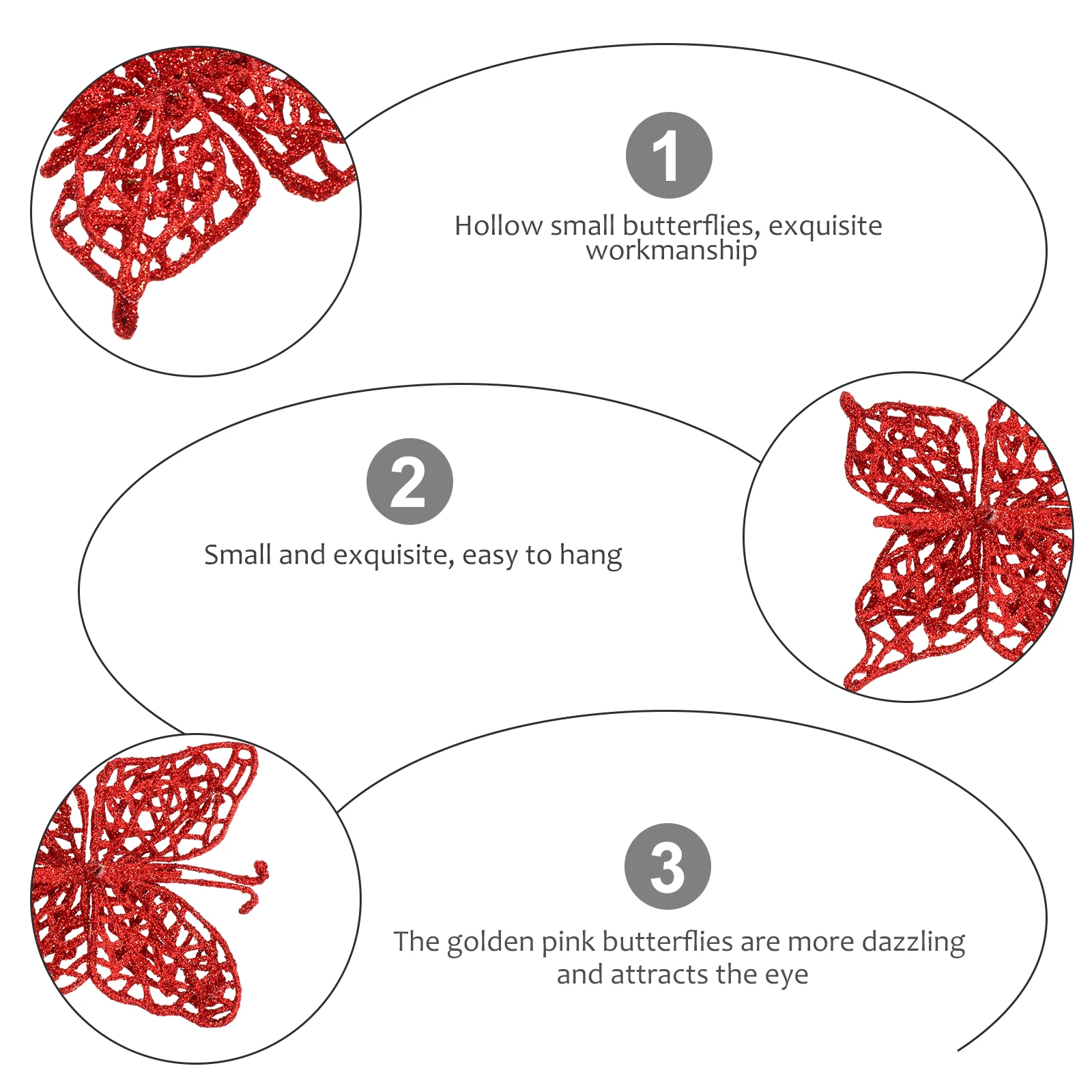 

10Pcs Christmas Butterflies Decorations Shiny Hollow Xmas Tree Hanging Ornaments Party Supplies Holiday Decor Home Ornament