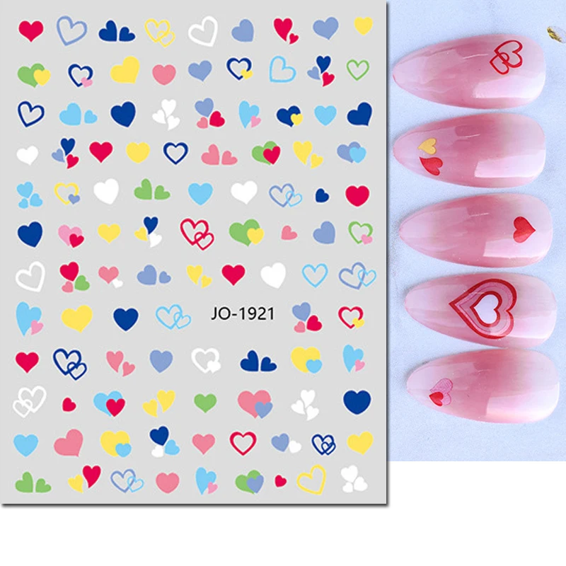 3d schöne rosa Herzen lieben Formen Französisch Tipps Nail Art Aufkleber selbst klebende Schieber Nagel Aufkleber Dekoration Maniküre Zubehör