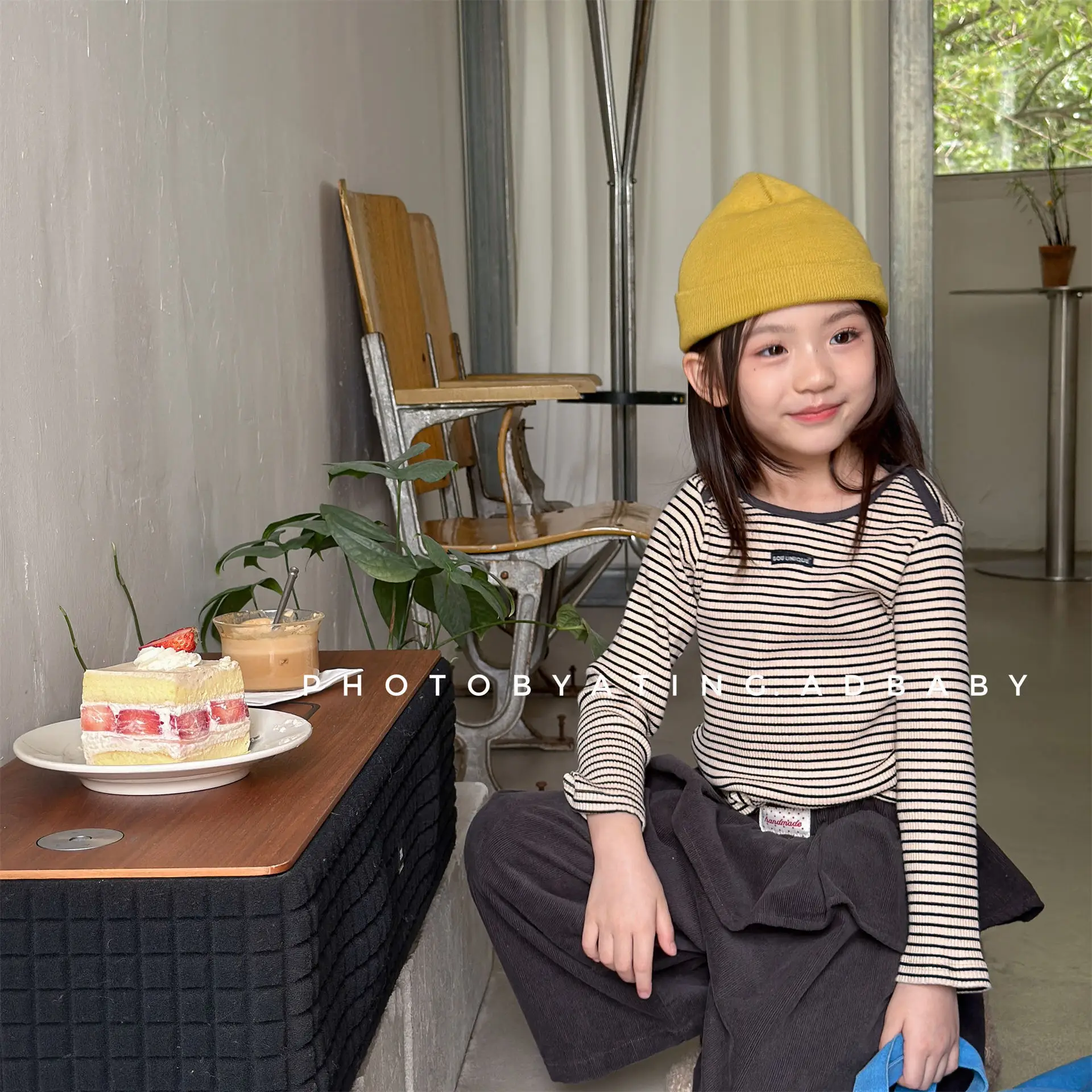 Girls' Blouse 2026 Spring and Autumn New Children's Clothing Korean Style Girl Baby Foreign Style Design Striped Bottom Shirt