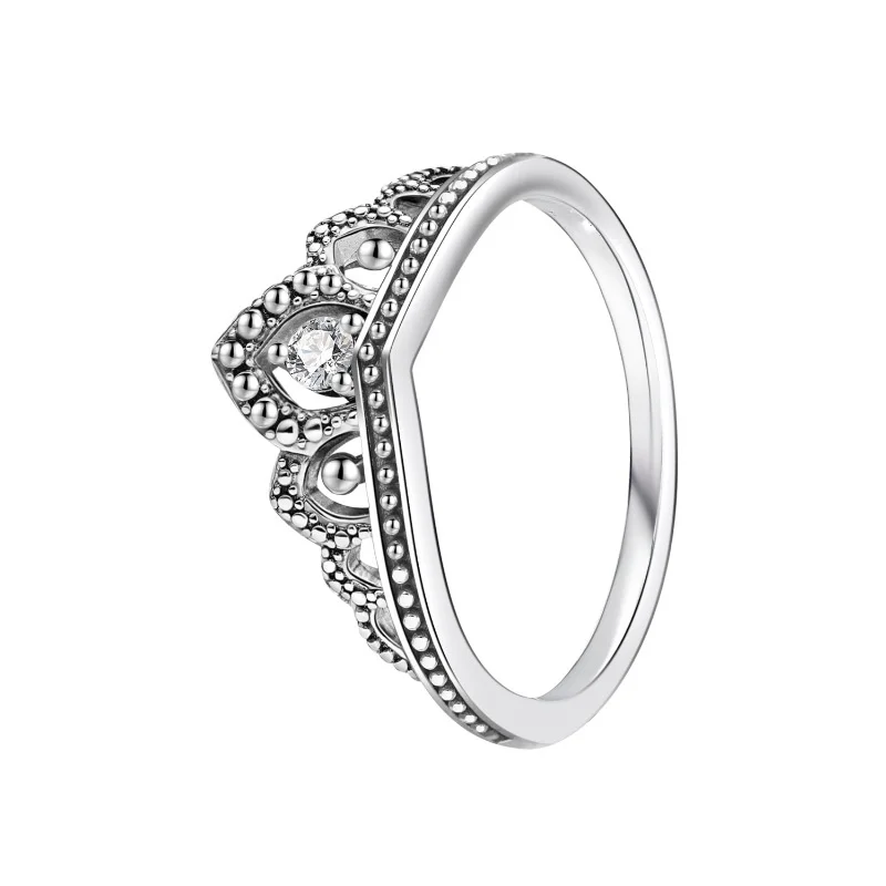 100% 925 srebrny pierścionek dla kobiet niebieski kwiat miłość kwadratowa korona zaręczynowy pierścionek zaręczynowy miłośnicy biżuterii prezent miłosny