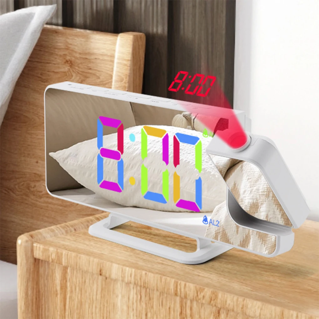 RGB Mirror Projection Clock With Dual Sleep Alarm Function Product Adopts Acrylic Mirror For