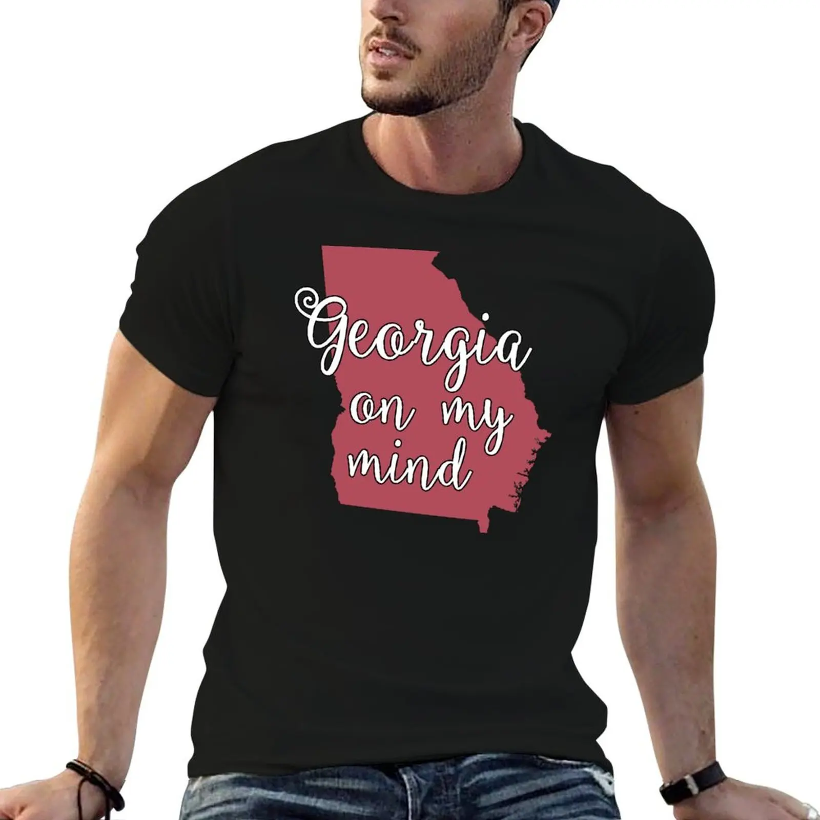 Georgia on My Mind T-Shirt Simple Casual Short Sleeve Cotton T-Shirt