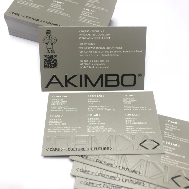 

Customized. Shenzhen Enterprise Printing Specialty Paper Spot Color Embossed Business Cards Gloss Coated Paper Embossed