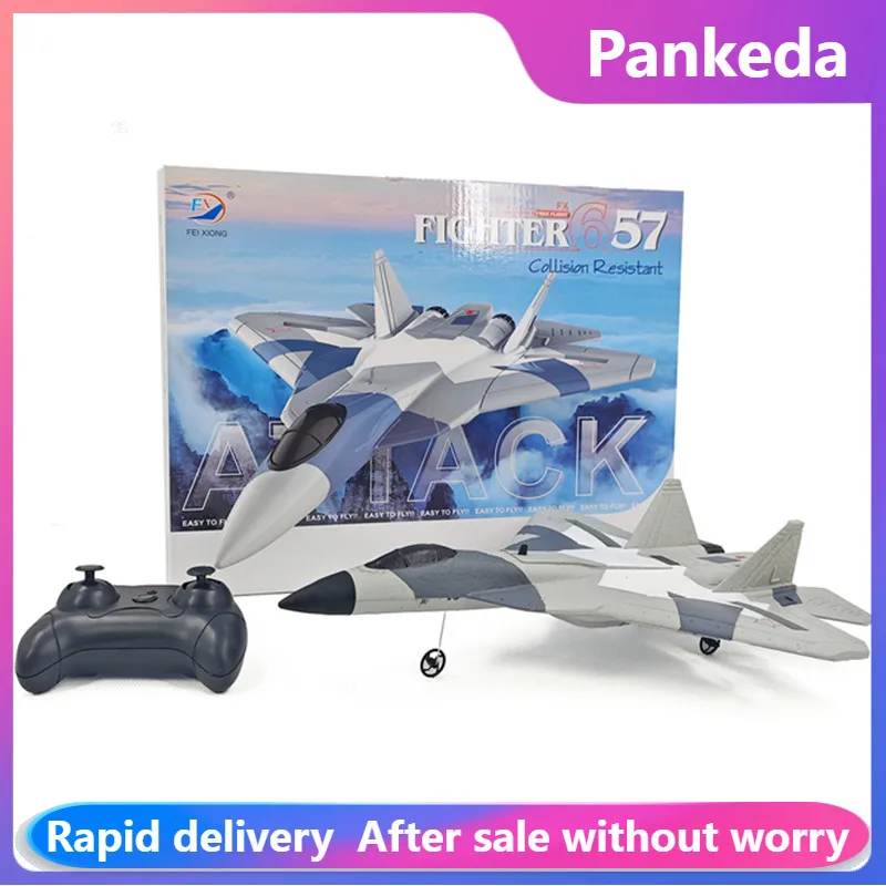 

2.4G RC SU57 Fighter Plane FX657 EPP Foam Aircraft Glider LED Lights Remote Control Model Toy for Boys Children Toys for Kids