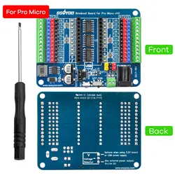OSOYOO Pro Micro Shiled Breakout Board - GPIO Status LEDs, Power Protection, 3-Pin Sensor/Servo Ports, 5V/2A Independent Power S