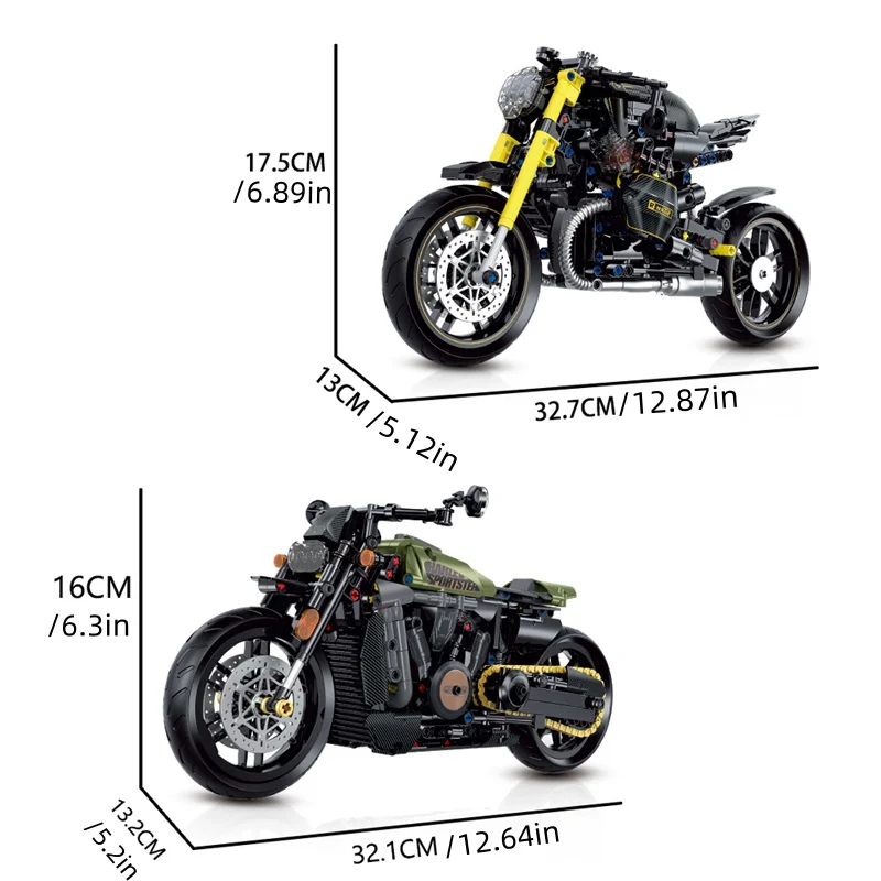 Classico tecnico moto Building Blocks mattoni Duke Harleys moto locomotiva Road Racer assemblare modello giocattolo per regalo per bambini