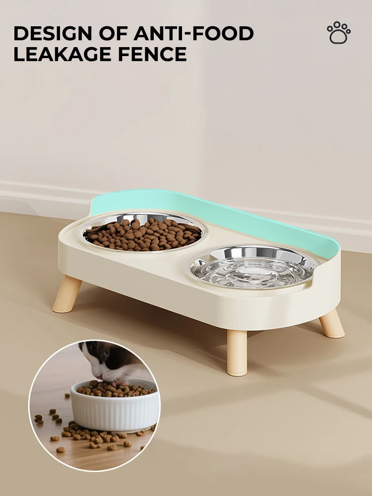 

A Colorful Dopamine Pet Double Bowl Fashion Feeding Large Capacity Stainless Steel Dog Bowl Drinking Water Neck Cat Double Bowl