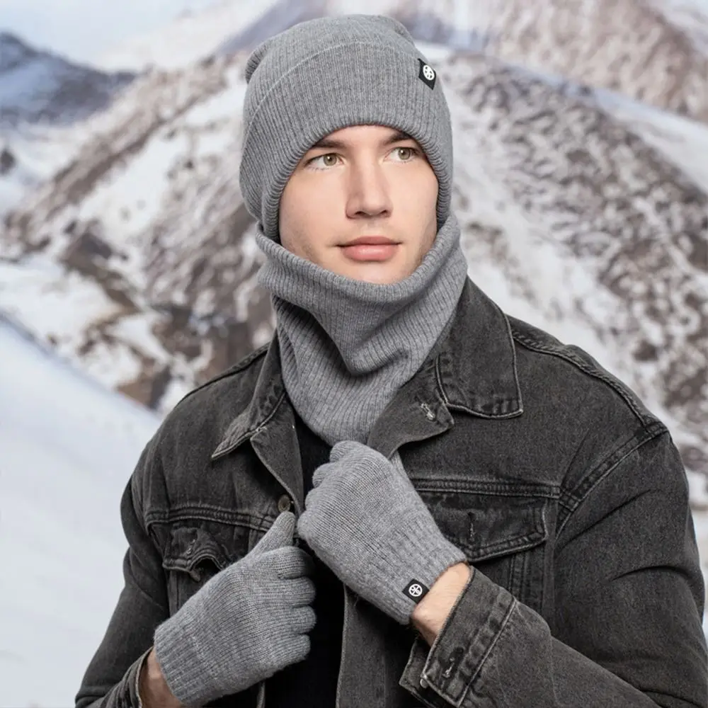 Мягкие женские перчатки, подарки, теплая флисовая Повседневная вязаная зимняя шапка, шейный шарф для женщин и мужчин