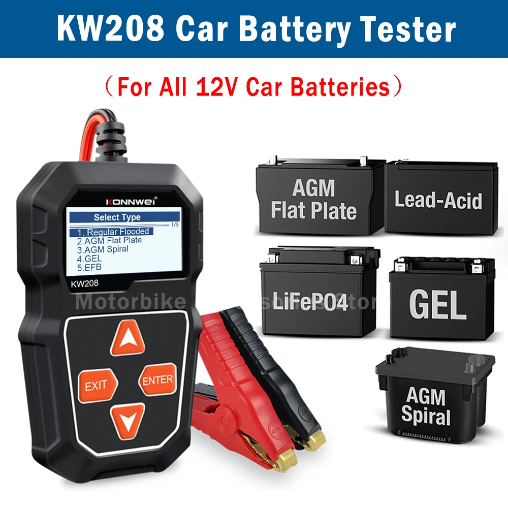 

KONNWEI KW208 12V Car Battery Tester Load Tester Automotive Alternator Analyzer Waveform Voltage Test For Car Moto Battery Tools