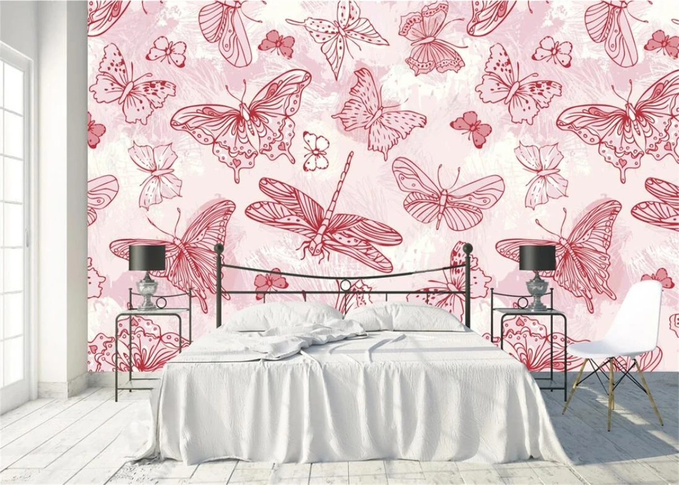 Custom size mural red dragonfly butterfly covered with unlimited Mosaic background wall decorative painting home 3d wallpaper