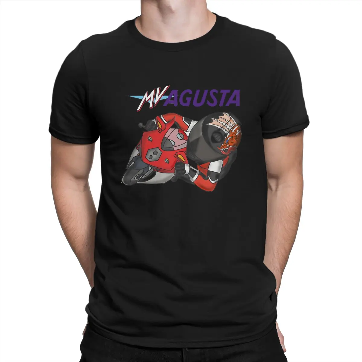 

Moto MV T Shirts for Men 100% Cotton Novelty T-Shirt Crew Neck Agusta Tees Short Sleeve Clothes Original