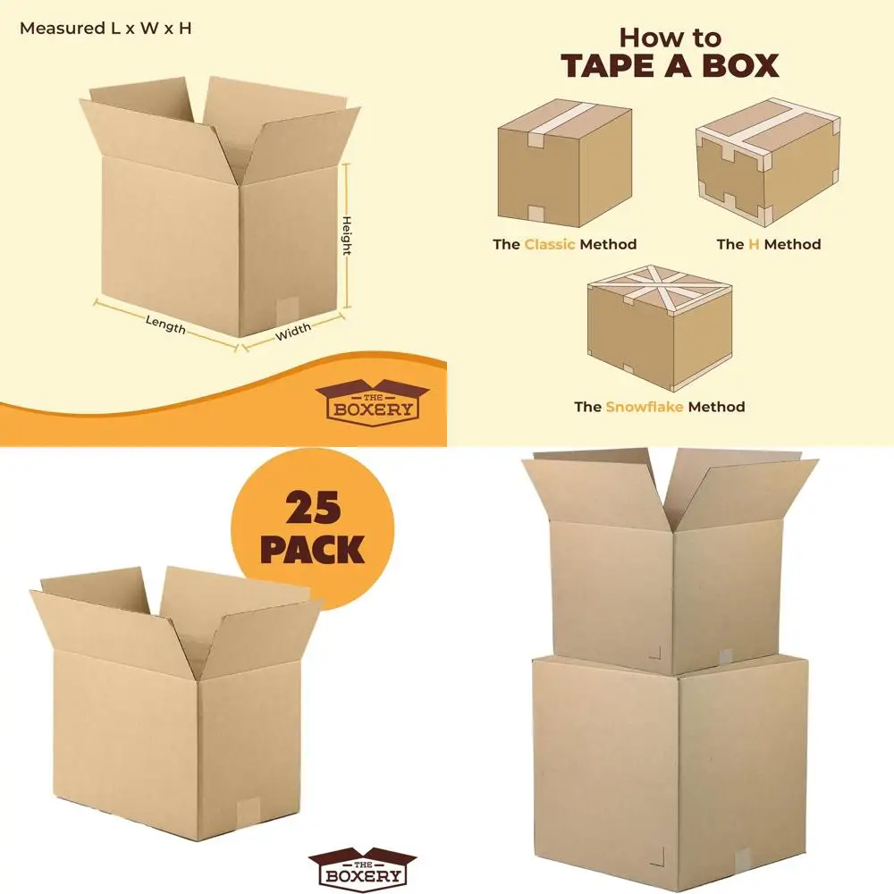 

25-Pack 18x14x10 Inch Brown Corrugated Cardboard Boxes for Shipping, Packing, Moving, and Storage - Durable, Eco-Friendly, Recyc