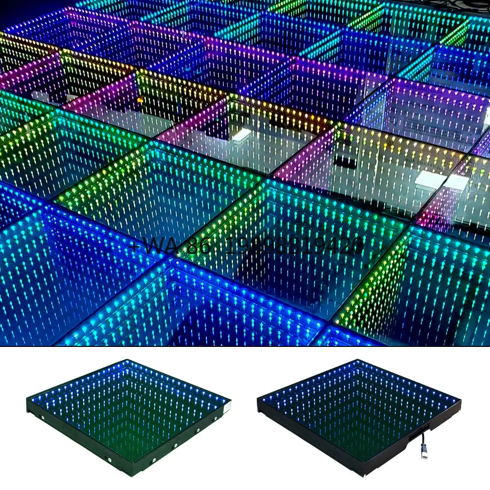 

Светодиодный танцпол с 3D-эффектом и магнитной инфракрасной панелью из закаленного стекла DMX Infinity Mirror для свадеб и вечеринок