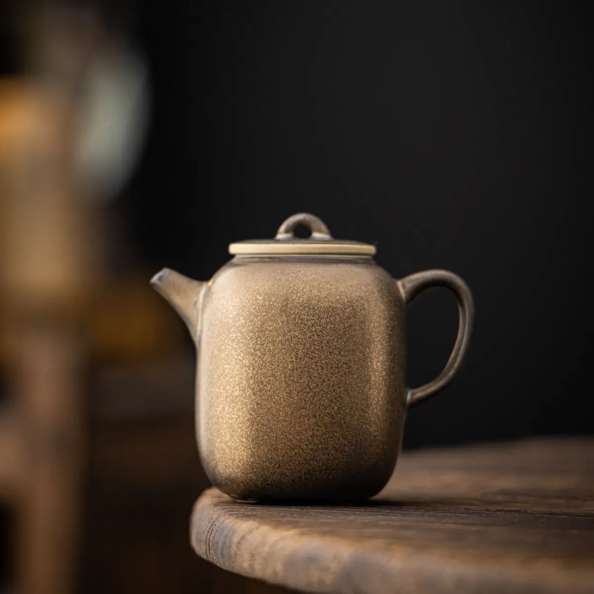 Gilt-Rust-Glazed Ceramic Teapot Vintage Handmade Single Pot With Filter Kung Fu Set Chinese-Style Tea Room Brewing Teapot