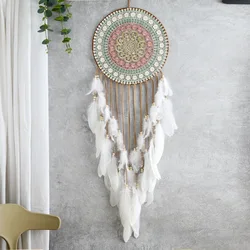 Colorful Woven Round Dreamcatcher Home Decor Bedroom Hanging Decoration Feather Tassel Handicraft Article