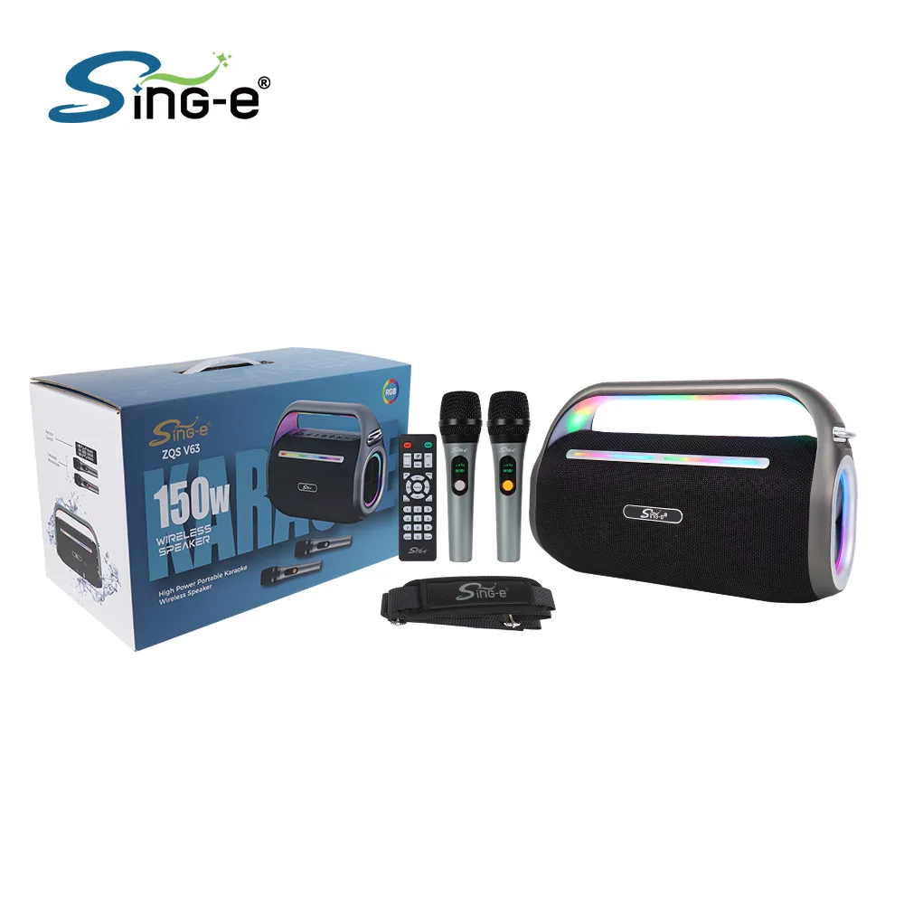 150w de alta potência sem fio bluetooth alto-falante ao ar livre à prova dwaterproof água portátil subwoofer multi-função led luz soundbox com 2 microfone