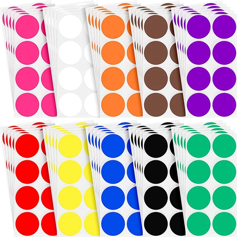 2 Inch Round Color Coding Sticker 10 Assorted Colors Circle Dot Labels Self-Adhesive Colored Solid Color Sticker(400)