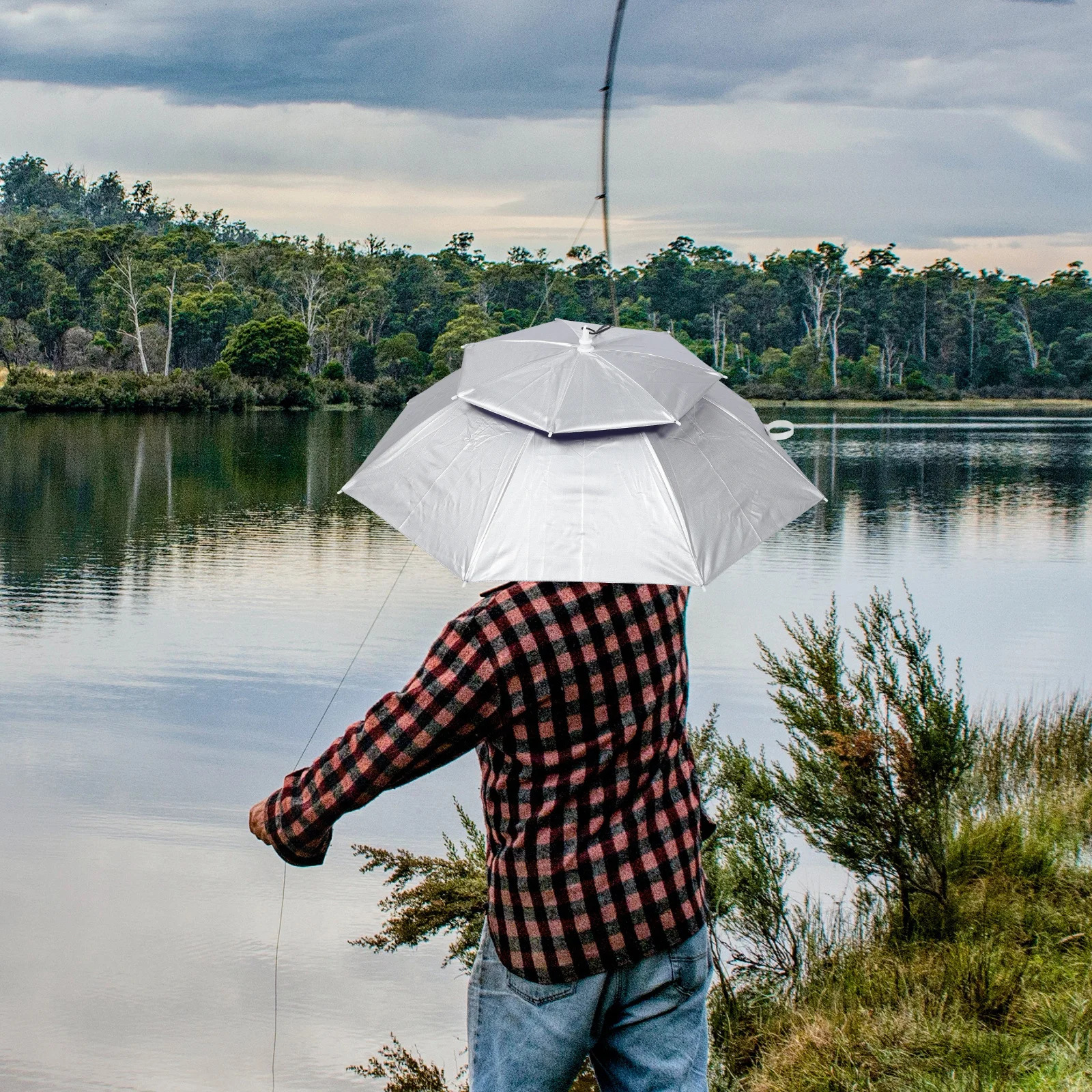 

Double Layer Umbrella Hat for Sun and Rain Protection Outdoor Fishing Gardening Hiking Portable Uv Proof Headwear with