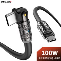 USLION 100W USB C To Type C Cable For Macbook Pro USB-C PD Fast Charging Charger Cable Data Cord For Samsung Xiaomi Type-C Cable