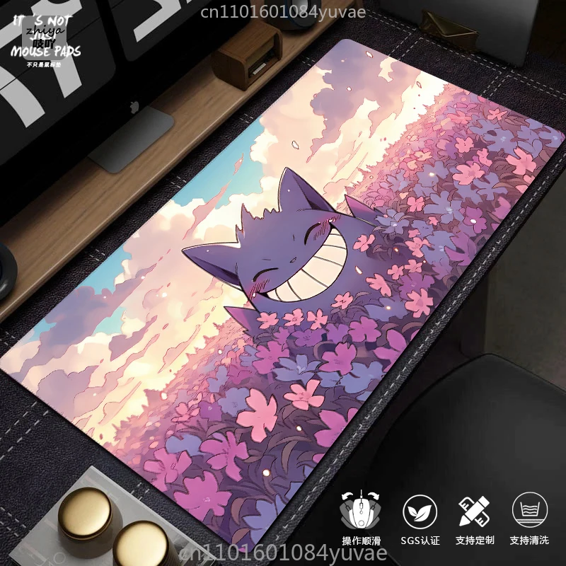 Computer Desk Mat2025 Anime Pikachu Gengar Mouse Pad Leather Boys Game Pokémon Computer Keyboard Pad Accessories Must-have For