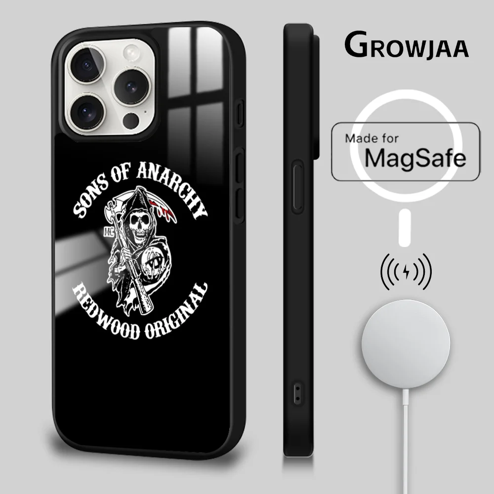 TV Sons of A-Anarchy Phone Case For iPhone 16 15 14 13 12 11 Pro Max Plus Mini New Magsafe Mirror Wireless Magnetic Cover