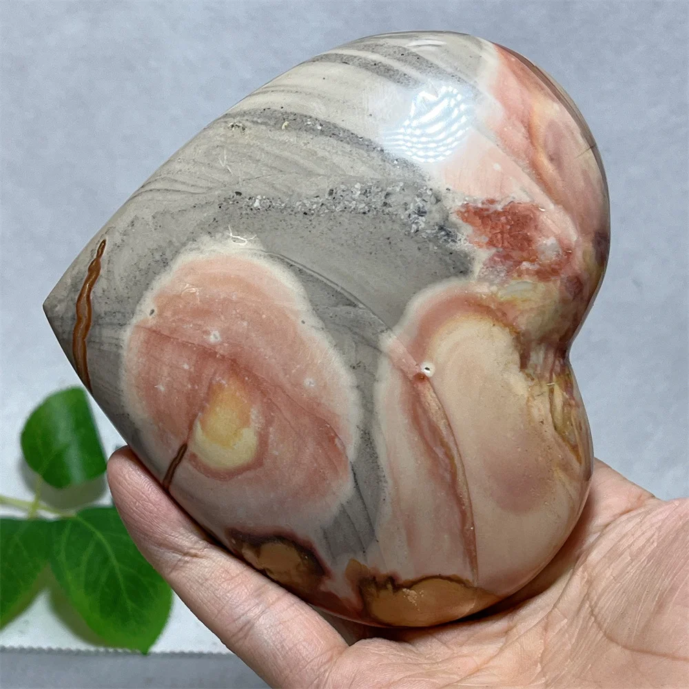 Crystal Natural Heart Ocean Jasper Specimen Stone Quartz Carving Mineral Reiki Feng shui Gift Home Decoration Energy