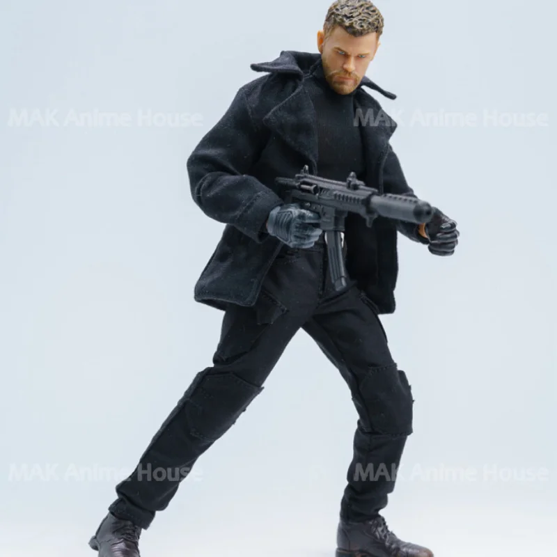 Romankey 1/12 Chris Black Outfit Set Windbreaker Pants High Neck Shirt Model For 6'' Male Action Figure Soldier Body Doll