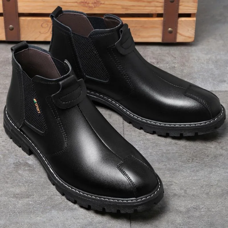 

High quality retro men's leather boots Fashionable outdoor casual boots Comfortable warm riding shoes lightweight workwear shoes