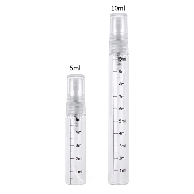 50pcs+4Accessor, 5/10ml Graduated Perfume Bottle, Transparent Glass Spray Bottle, 510ml Refillable Portable Travel Sample Bottle