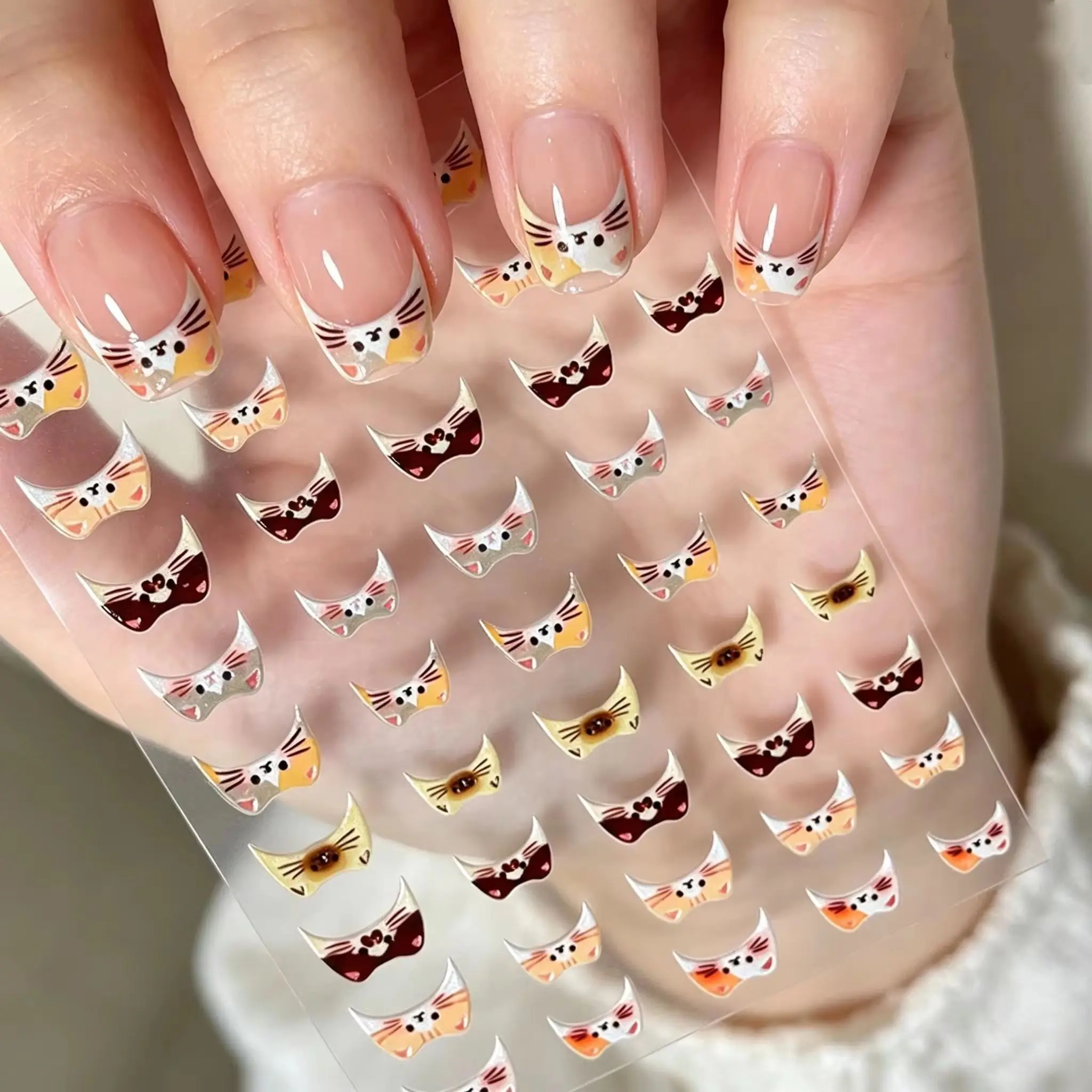 1pcs 5D Cartoon Cat Nail Stickers Cute Kitten Ear Nail Decal Waterproof Nail Art Decor for Women Girls & Nail Salon Manicure DIY